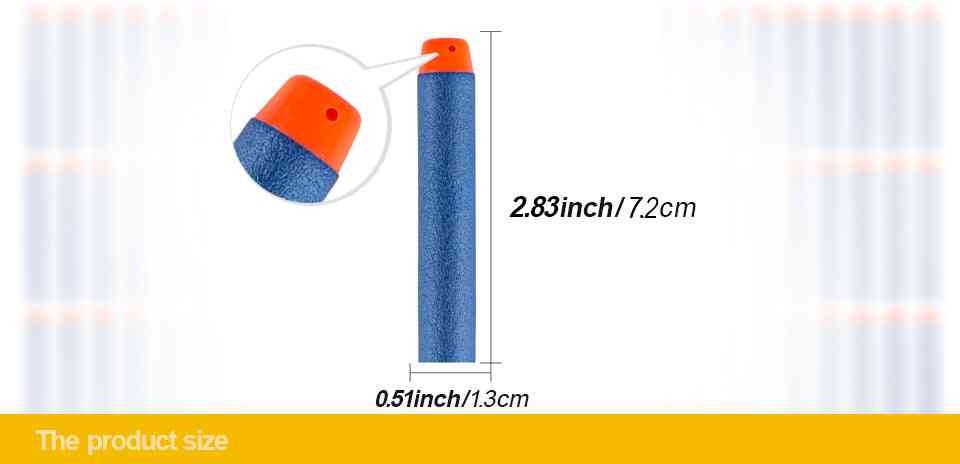 100kpl täyttö-bullet-tikkaa nerfille - valoisa pehmeä ontto reikäpää 7,2 cm: n räjäytyslaitteet lelupistoolille