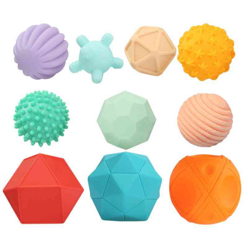 Gumowa piłka ręczna - teksturowana piłka dotykowa do sensorycznej zabawy, kąpieli, typ - tf376 6szt -