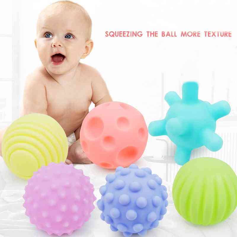 Gumowa piłka ręczna - teksturowana piłka dotykowa do sensorycznej zabawy, kąpieli, typ - tf376 6szt -