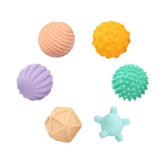 Juguetes de pelota de goma para bebés: pelota táctil texturizada para diversión sensorial, hora del baño, tipo - tj247 6 piezas