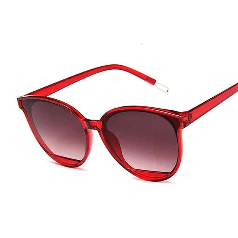 Clasic, oval roșu - ochelari de soare de lux pentru ochi de pisică pentru femei