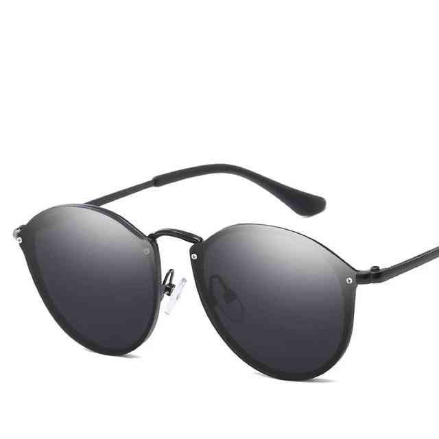 Cat eye luxe zonnebril, spiegelgecoate bril - retro randloze metalen bril uv400
