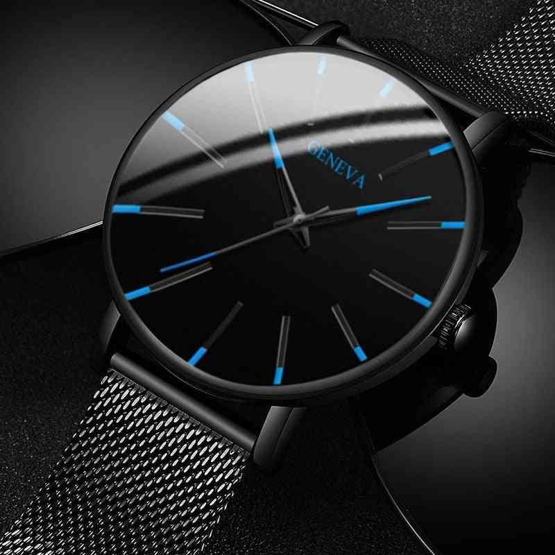 Minimalist Men's Fashion Ultra Thin, Stainless Steel - Mesh Belt Quartz Watch