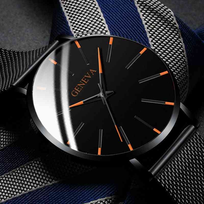 Minimalist Men's Fashion Ultra Thin, Stainless Steel - Mesh Belt Quartz Watch