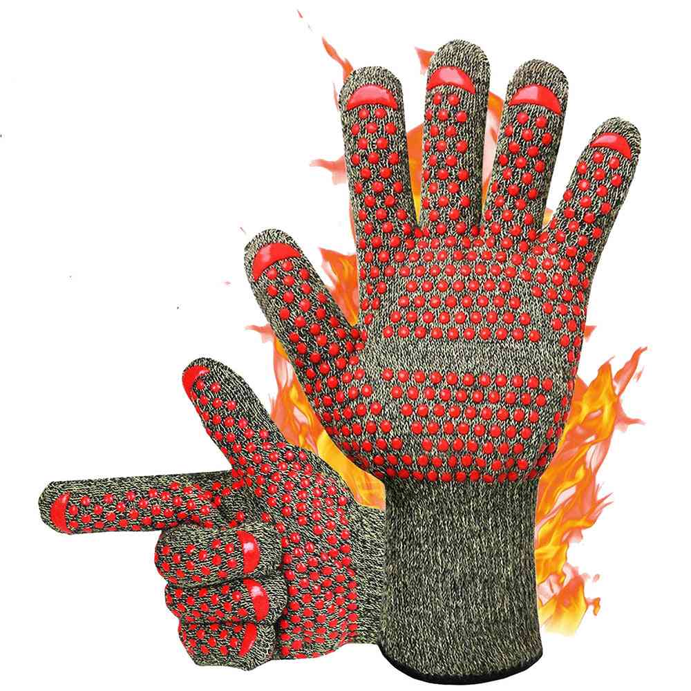 1 Pair Silicone Cooking Baking, Heat Resistant, Thick Silicone, Dishwasher Gloves - Kitchen Glove