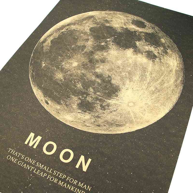 Moon classic poster sjajan korak za ljude naljepnice za zid od kraft papira u vintage stilu 51x36cm