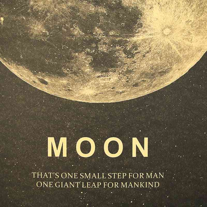 Dlkklb månen klassisk plakat et flott skritt for mennesker kraftpapir vintage stil veggklistremerke 51x36cm
