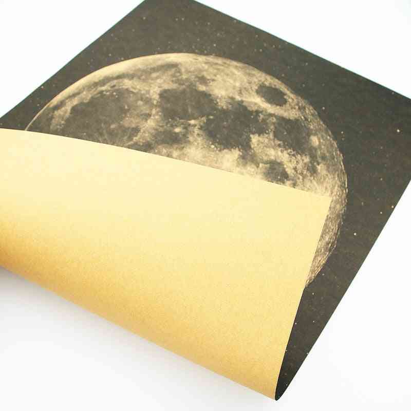 Dlkklb moon poster classico un grande passo per l'uomo carta kraft adesivo da parete in stile vintage 51x36cm