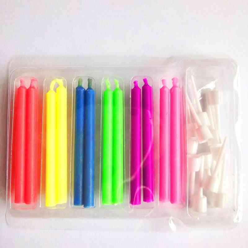 12pcs/pack Cake Candles, Safe Flames - Multicolor Candle