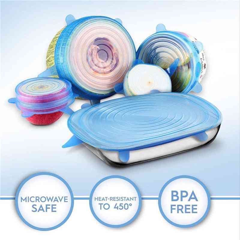 6pcs Reusable Silicone Stretch Lids - Universal Food Wrap Cover
