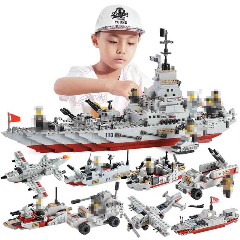 Více než 1000 ks vojenských válečných lodí válečných lodí - figurky armády - stavební bloky lego