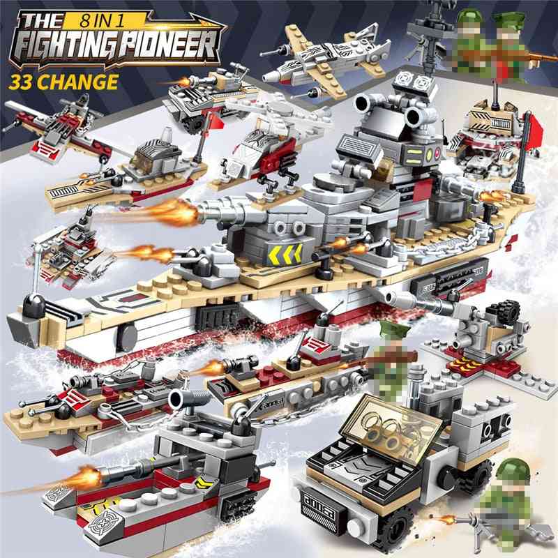 1000+ Pcs Military Warship Navy Aircraft Army Figures - Building Blocks Lego
