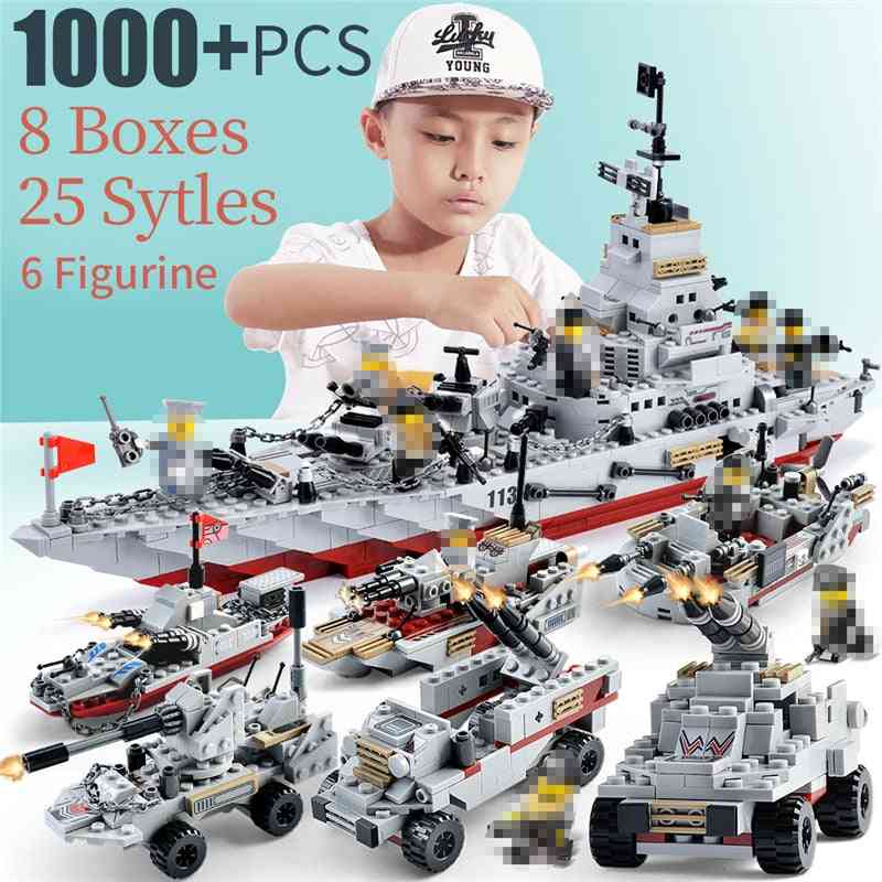 1000+ Stück Militärkriegsschiff Marineflugzeug Armee Figuren - Bausteine Lego - c0139 keine Box