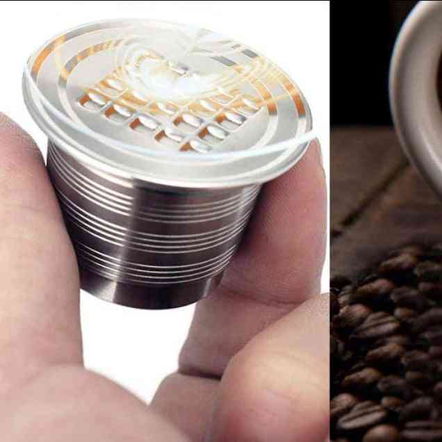 Filtru de cafea reumplibil / reutilizabil, picurator, capsulă din oțel și tamper de cafea pentru mașină de cafea nespresso