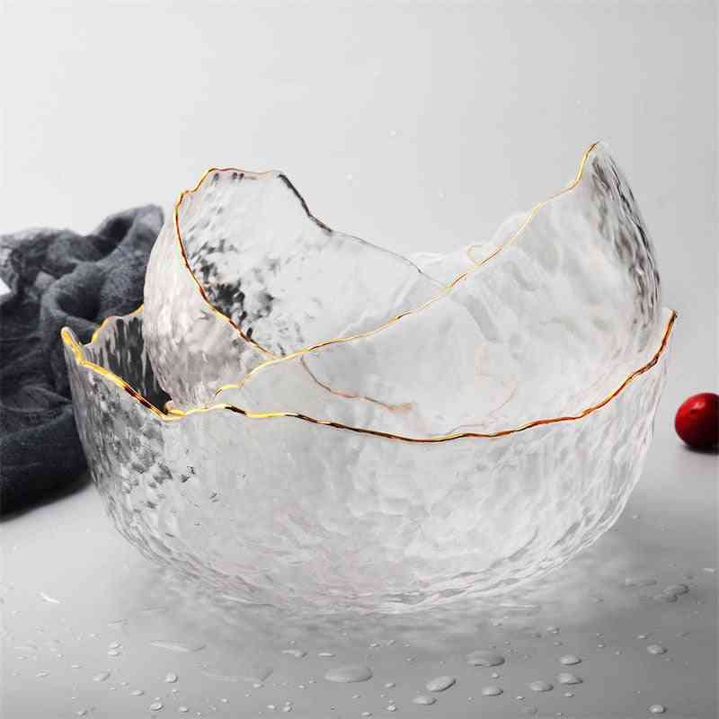 Irregular Large High Temperature Resistant Glass Dessert Bowl, Salad And Fruit Bowl
