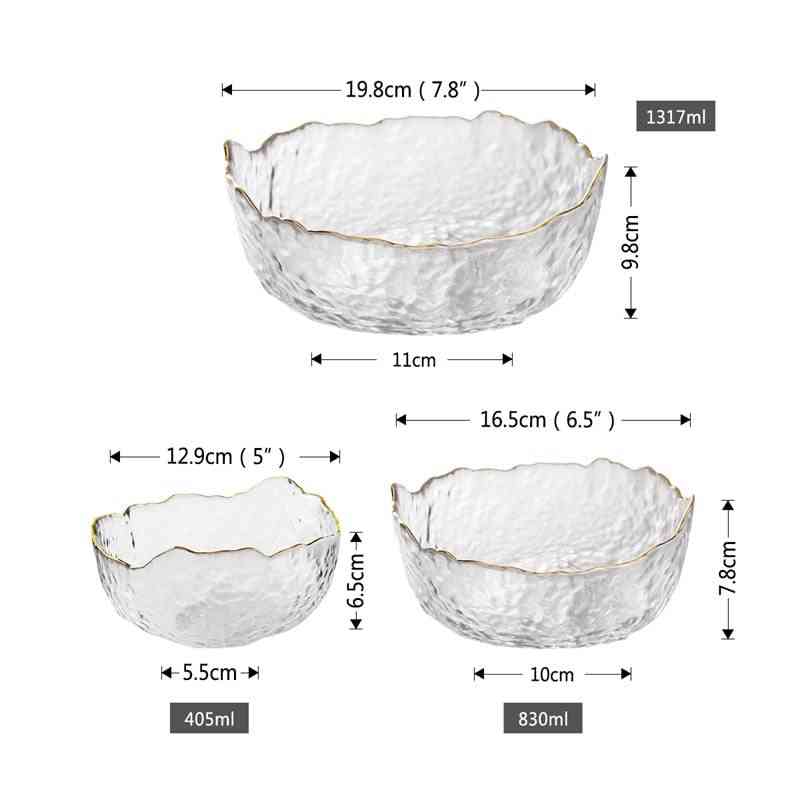 Irregular Large High Temperature Resistant Glass Dessert Bowl, Salad And Fruit Bowl