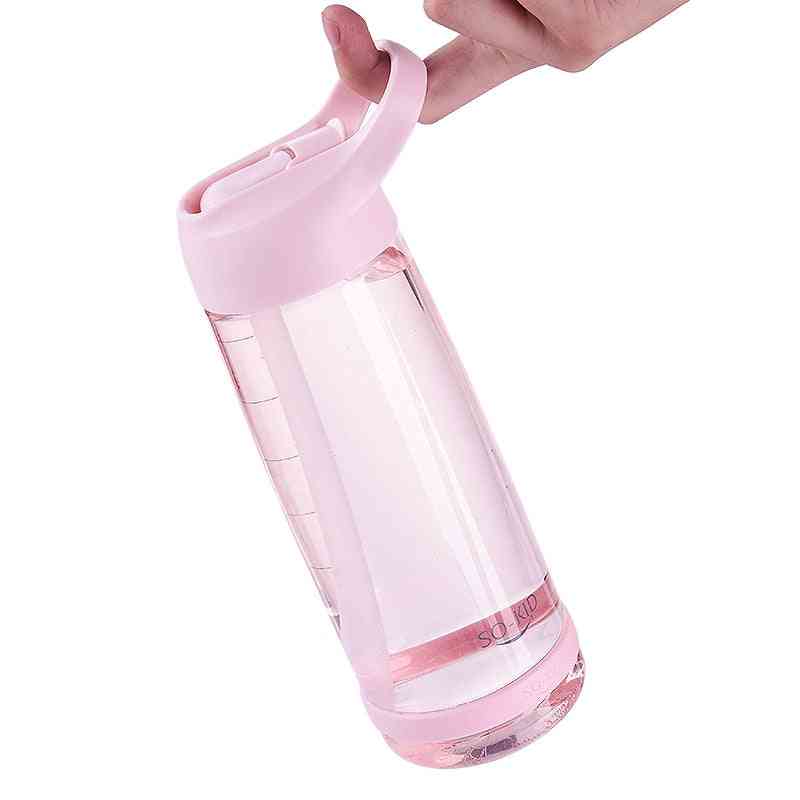 Botella de agua para deportes al aire libre con pajita - respetuosa con el medio ambiente con tapa de senderismo camping de plástico