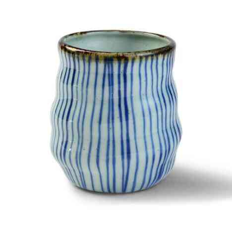 Keramična jušna skodelica groba keramika, ročno poslikana - mrežasta čajna skodelica