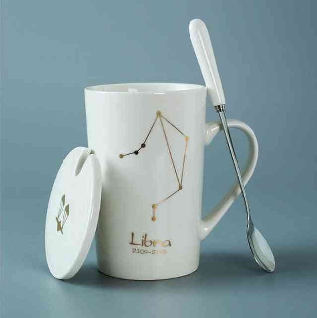 Creative Mugs With Spoon - Lid Porcelain Zodiac