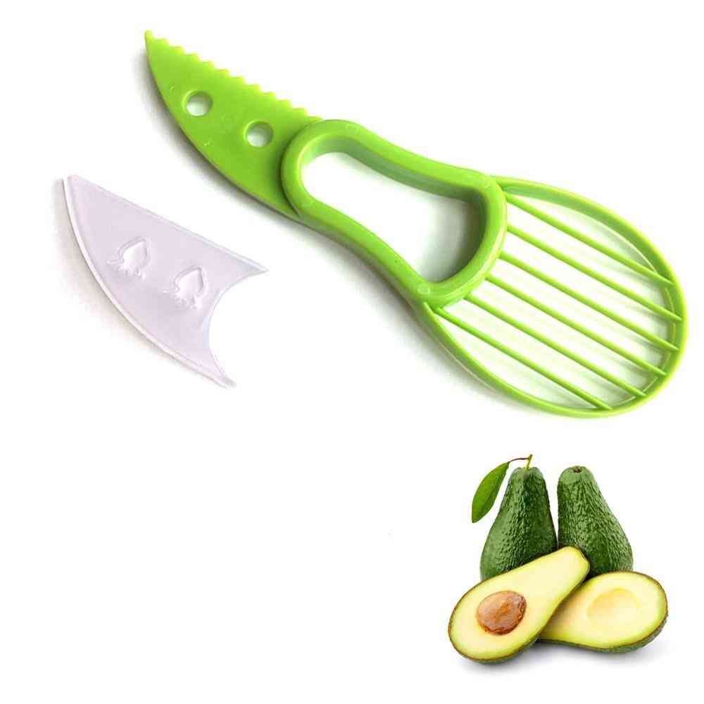 3 In 1 Avocado Slicer Shea Corer Butter Fruit Peeler Cutter Pulp Separator, Plastic Knife Kitchen Vegetable Tools