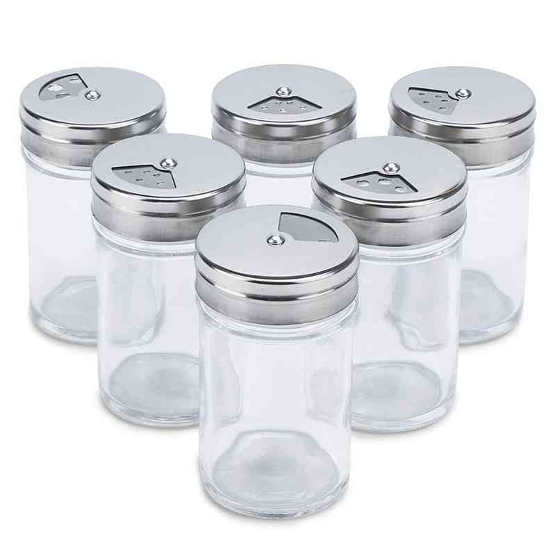 Stainless Steel Lid Condiment Pot Seasoning Bottle Glass