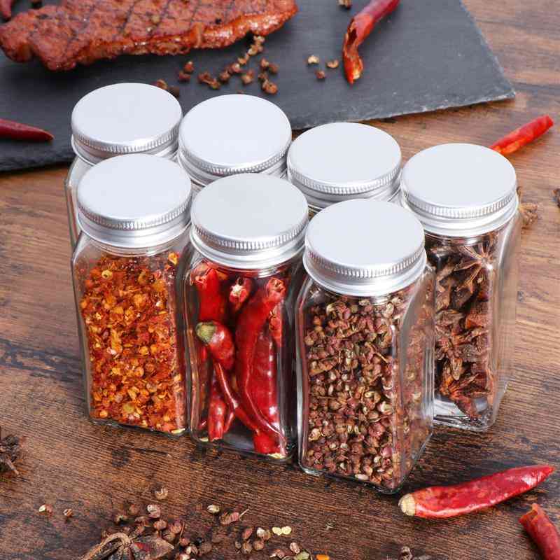 Spice Jars Made Up Of Glass - Seasoning Bottles With Cover Lids