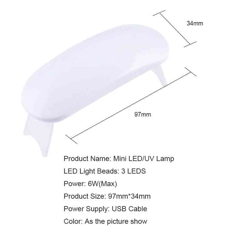 Uv Led Lamp Portable Micro Usb Cable - Home Use Nail Uv Gel Varnish Dryer