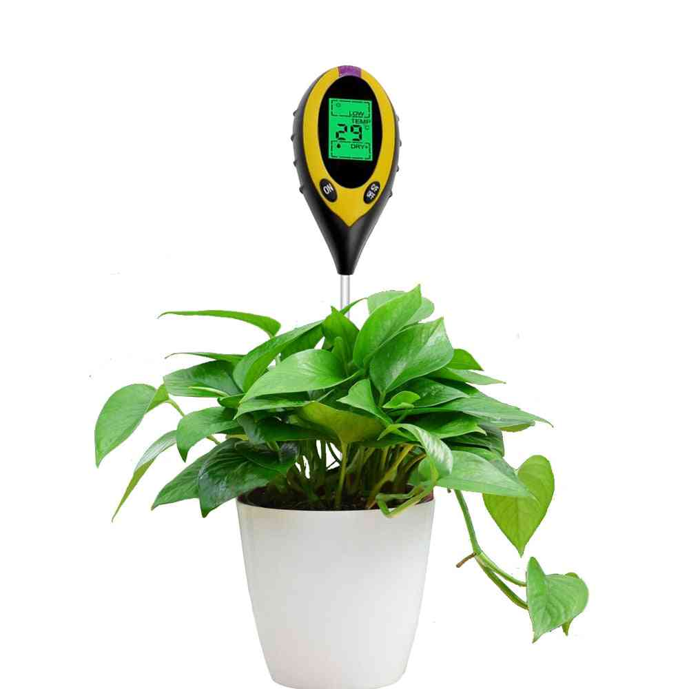 4 In 1 Digital Ph Meter - Soil Moisture Monitor, Temperature Sunlight Tester For Gardening Plants