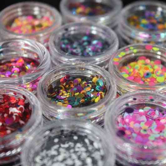Shiny Round Ultrathin Sequins, Colorful Nail Art Glitter Tips