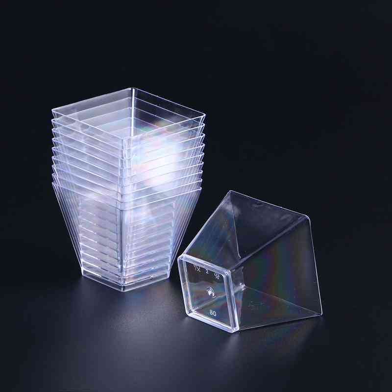 Pahare de plastic trapezoidale de unică folosință transparente de 50 de bucăți