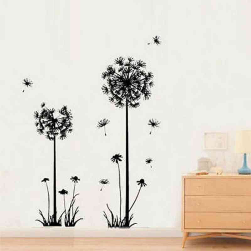 Black Dandelion Wall Stickers, For Bedroom-sitting Room Decorations
