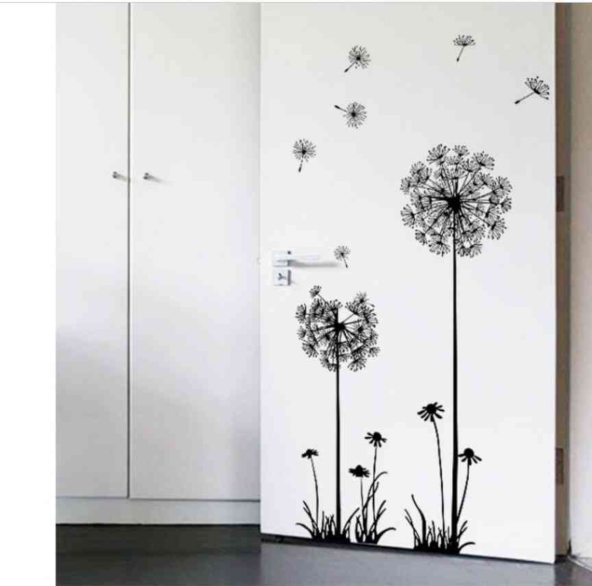 Black Dandelion Wall Stickers, For Bedroom-sitting Room Decorations