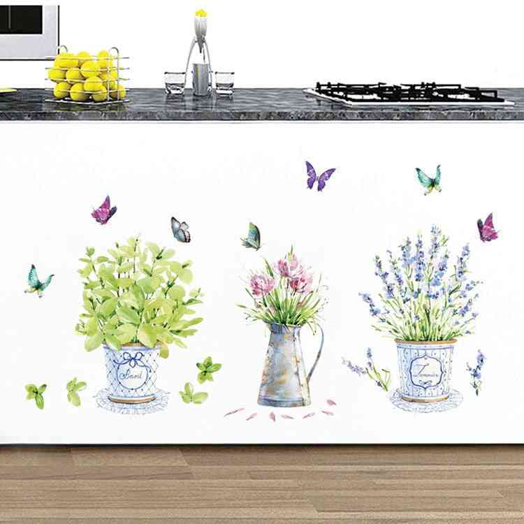 Home Decor Potted Flower Wall Stickers