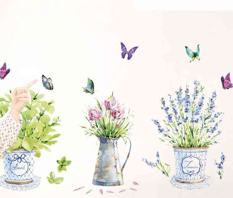 Adesivi murali con fiori in vaso per la casa