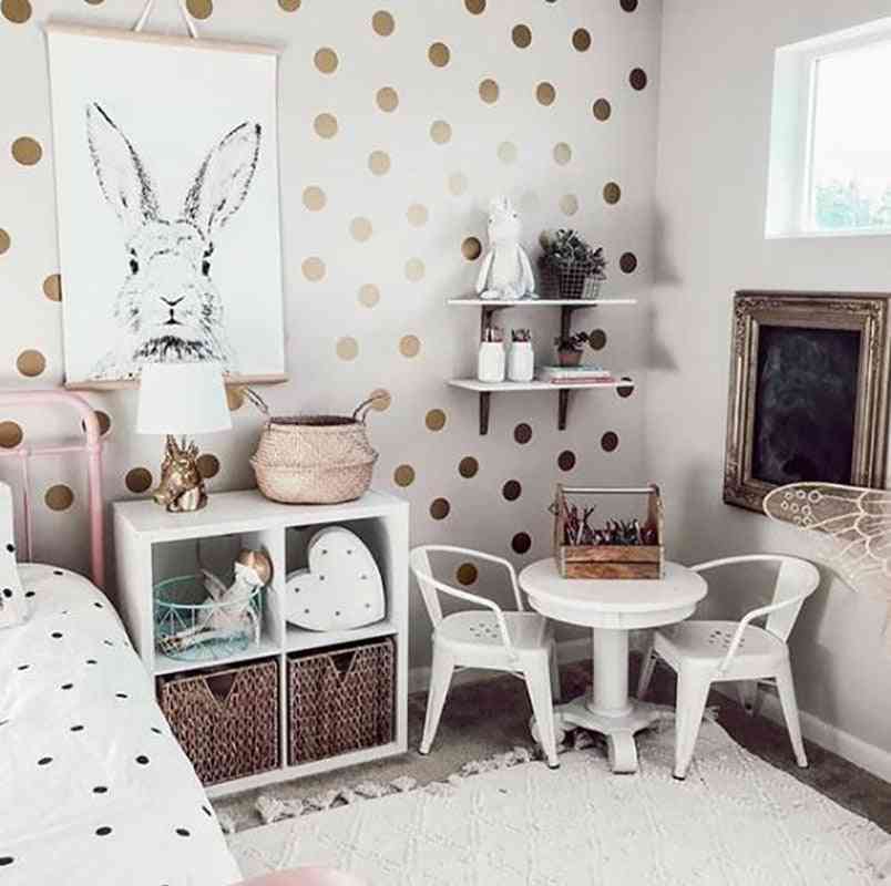 Gouden polka dots kindermuurstickers - kinderen home decor