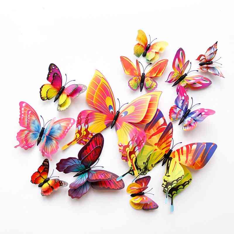 12pcs Double-layer 3d Butterfly Wall Sticker