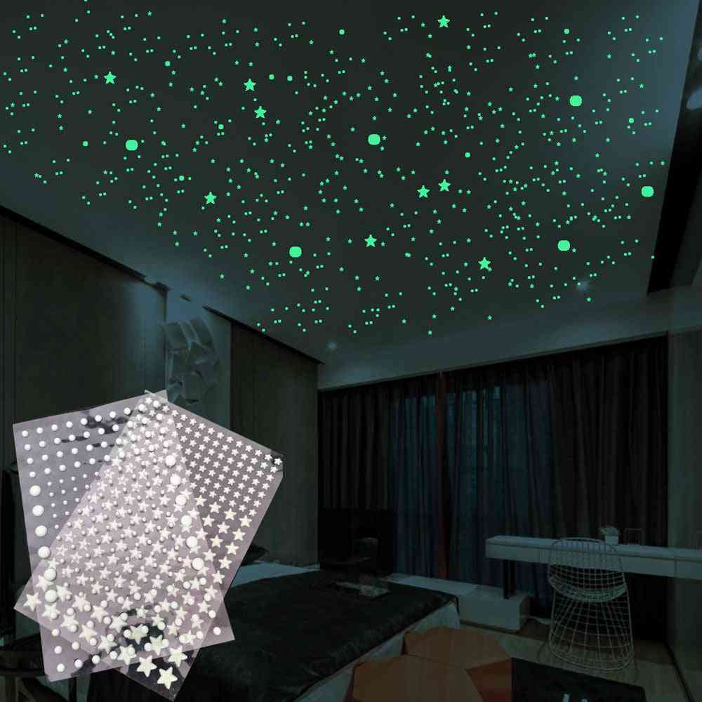 3d Bubble Luminous Stars, Dots Home Decor Wall Sticker 202pcs