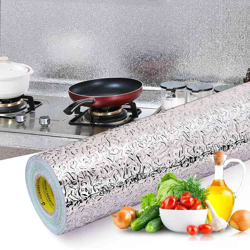 Kitchen Oil Proof Waterproof Aluminium Foil Sticker Wallpaper