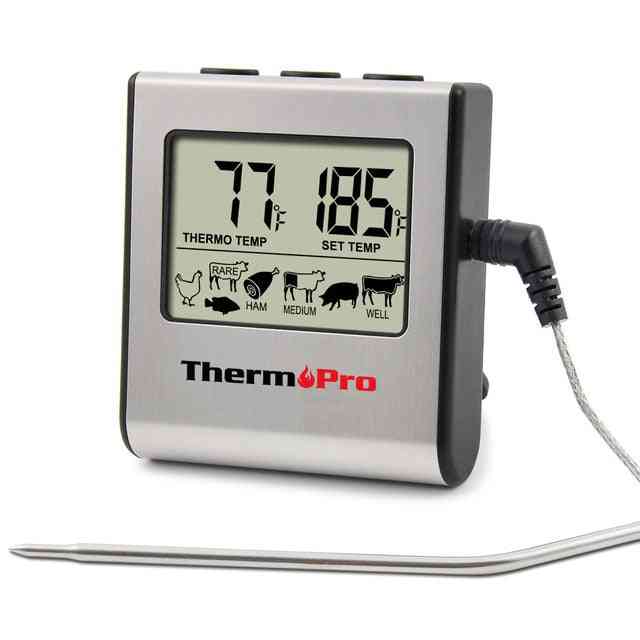 Digital Oven Thermometer Lcd Display - For Meat With Timer Cooking