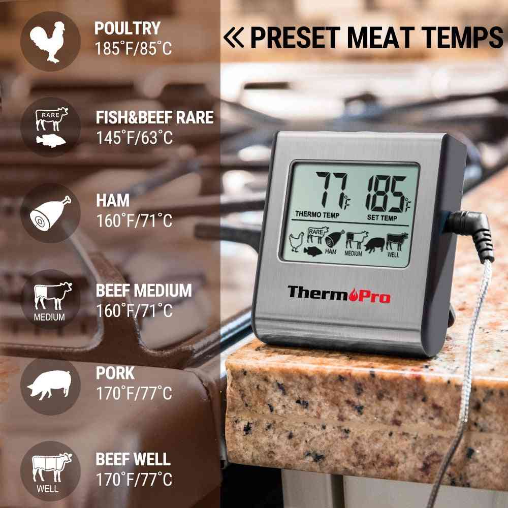 Digital Oven Thermometer Lcd Display - For Meat With Timer Cooking