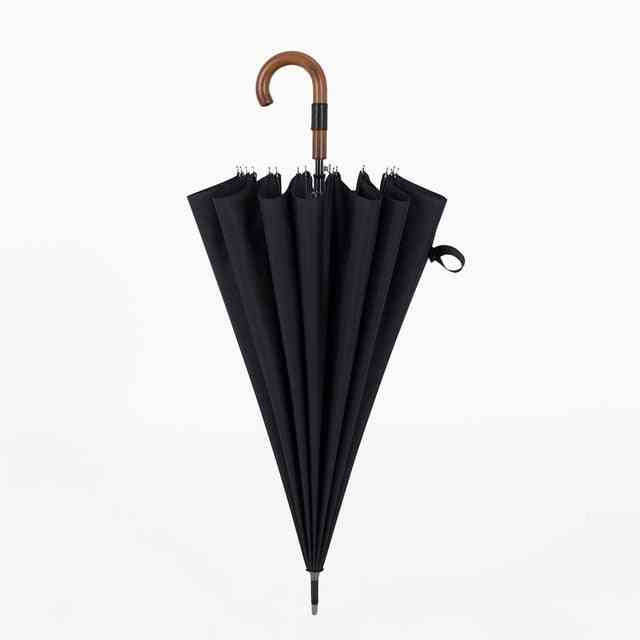 Wooden Windproof 16 Ribs, Long Handle Umbrella