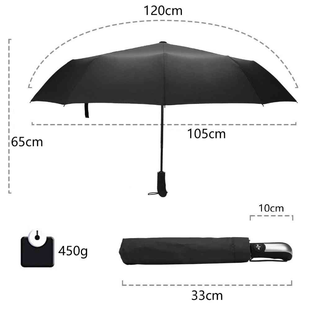 Automatic Windproof Umbrellas Rain Black Coating