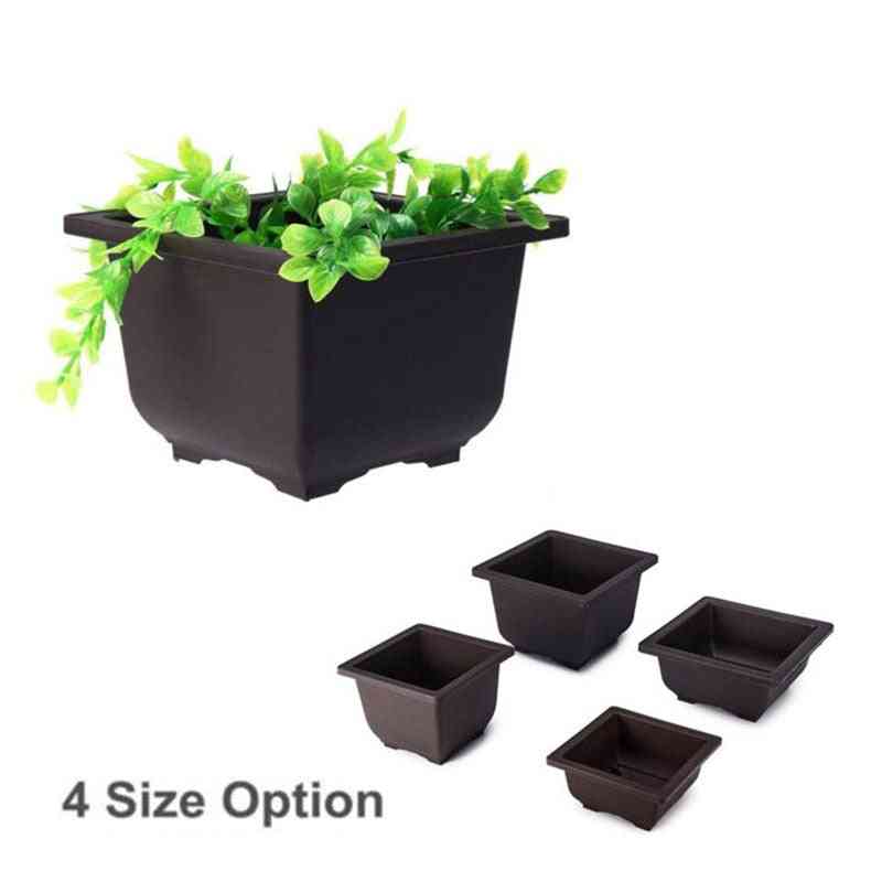 Flower Pot Imitation Plastic Balcony Square Pots, Flower Bonsai Bowl Nursery Basin Planter