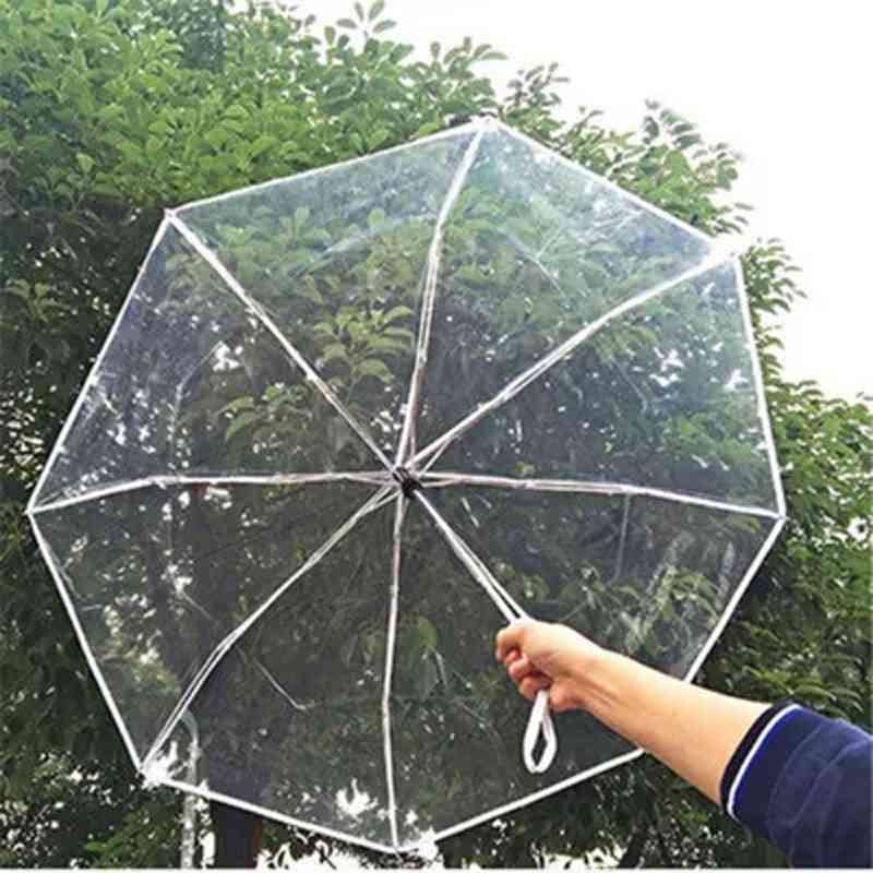 Automatic Transparent Folding Umbrella-, Men Rain, Windproof