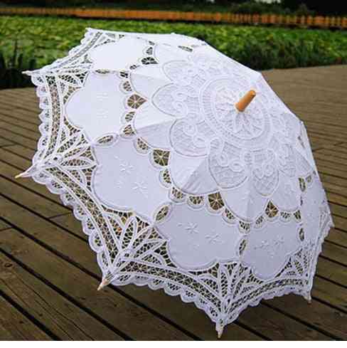 Wedding Umbrella Cotton Embroidery Lace Parasol