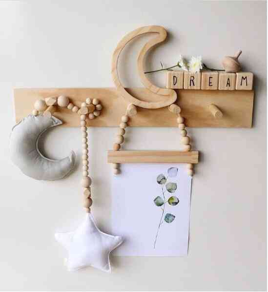 Baby Crib Tent Hanging Pendant - Nordic Wooden Beads Ornament