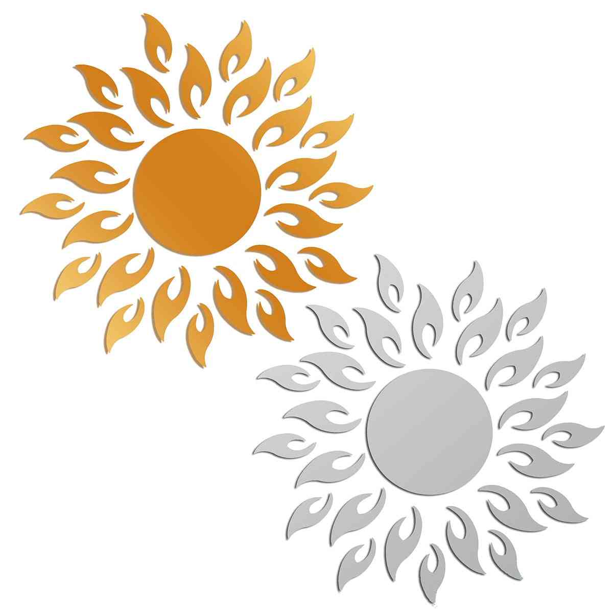 3d Sunshine Sun Flower Decorative Diy Removable Wall Mirror Sticker