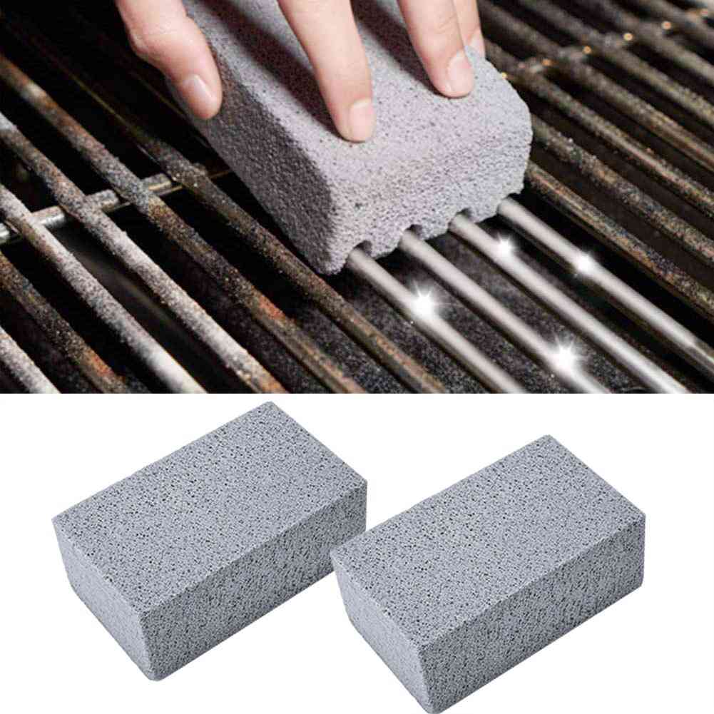 2pc Bbq Grill Cleaning Brick Block, Stone Racks Stains Grease Cleaner