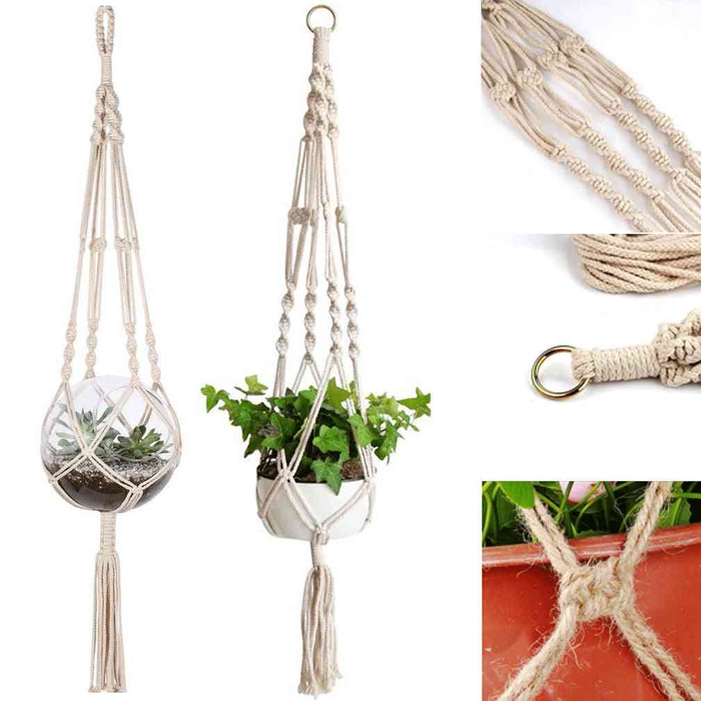 Hängande korgar växthållare kruka, makrame växthängare, jute rep flätad hantverk vintage dekor