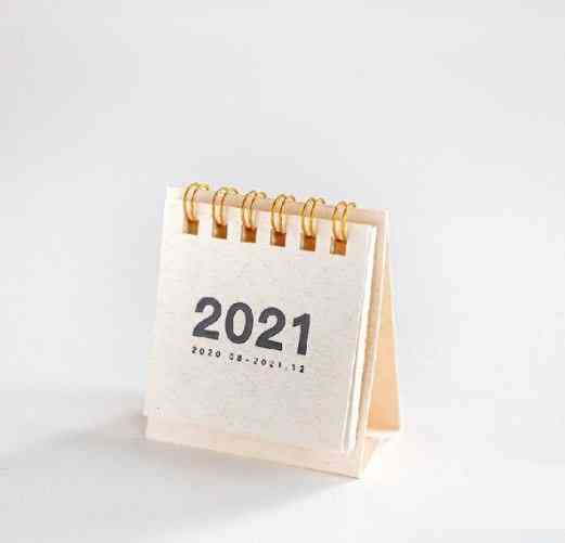 Agenda giornaliera 2021 in carta kraft, calendari mini coil da tavolo